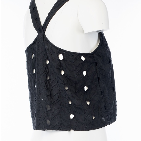 House Of Harlow 1960 NWT  BLACK Eyelet Leaf Top - Picture 5 of 8